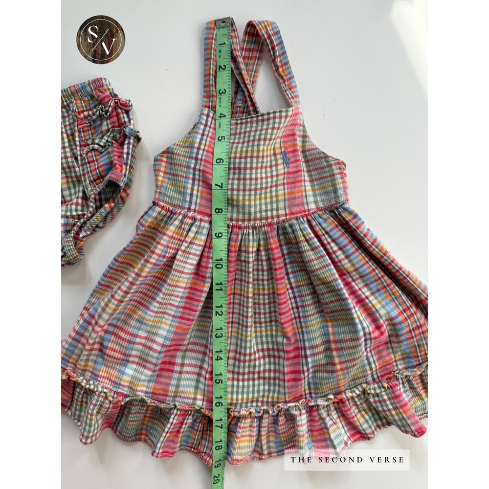 Ralph Lauren Baby Girls Multi Plaid Sundress Coattgecore Bloomers Set 6-12M - Picture 10 of 15